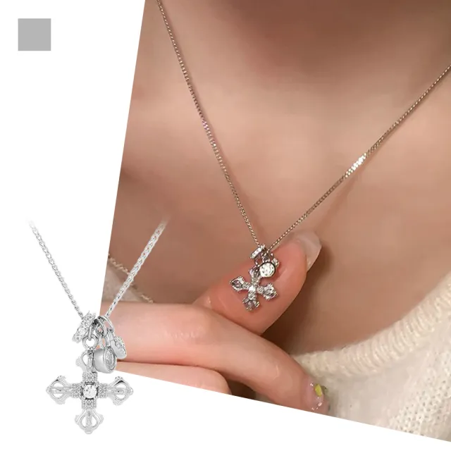 【MoonDy】飾品 項鍊 女生項鍊 純銀項鍊 鋯石項鍊 吊墜項鍊 金剛杵項鍊 鎖骨鍊 十字項鍊 穿搭配件