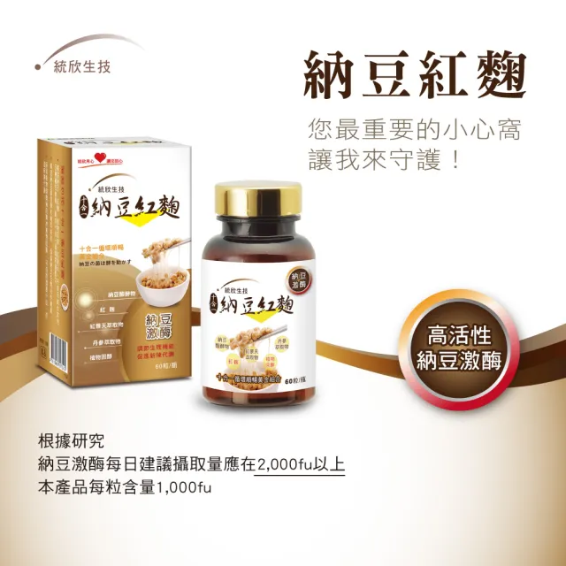 【統欣生技】納豆紅麴禮盒 3入組 共12瓶(4瓶/入)