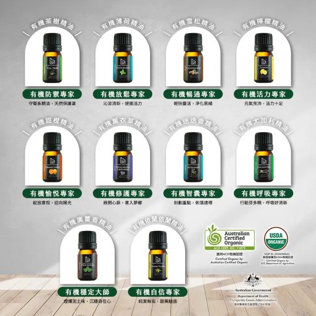 【Bonnie House 植享家】雙有機精油5ml（任選3入）＋手工鈴蘭恆溫擴香儀