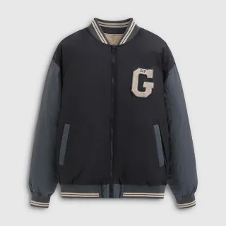 【GAP】男裝 Logo刺繡印花雙面穿立領棒球外套(791883)
