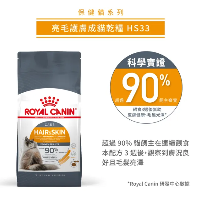 【ROYAL 法國皇家】亮毛護膚成貓專用飼料 HS33 2KG(貓乾糧 貓飼料)