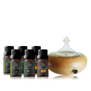 【Bonnie House 植享家】茶樹精油5ml*2+尤加利精油5ml*2+甜橙精油5ml*2+月之湖賞香儀