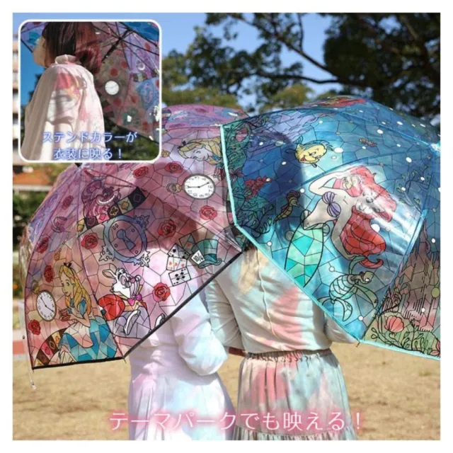 【J`S PLANNING】迪士尼 Disney 公主系列 彩繪玻璃 直傘 雨傘 60CM(平行輸入)