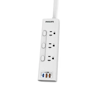 【Philips 飛利浦】10入組 新安規 3開3插 2USB+Type C PD 30W延長線1.8米 (CHP8431)