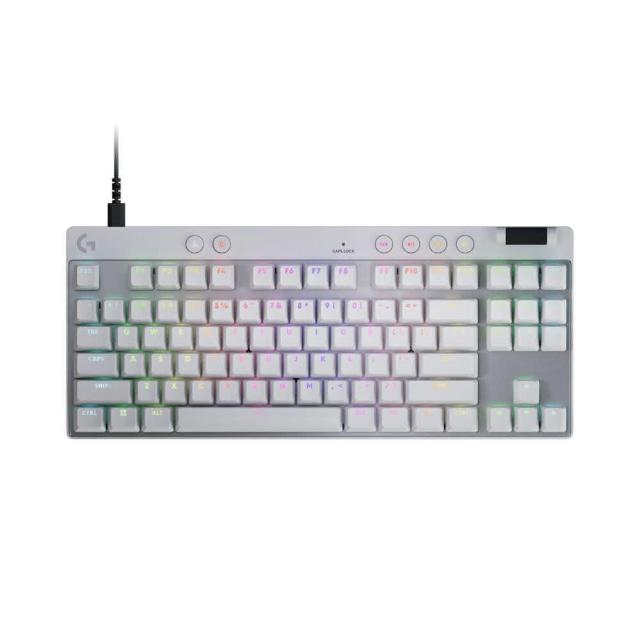 【Logitech G】PRO X TKL RAPID 磁性類比式鍵軸有線電競鍵盤(白色)