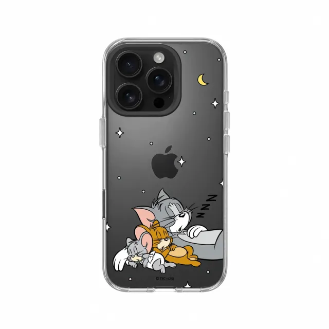 【RHINOSHIELD 犀牛盾】iPhone 15系列 Clear 抗黃化透明防摔手機殼/睡覺好夥伴(湯姆貓與傑利鼠)
