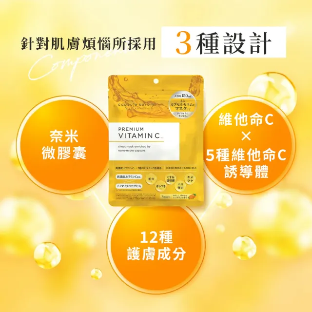【CAPSULE SERUM 珂蓓思】高濃度晶亮修復C光感面膜7入x3包(膠原蛋白/玻尿酸/神經醯胺/菸鹼醯胺/改善毛孔)