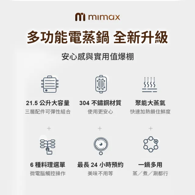【mimax 米覓】多功能電蒸鍋(電鍋 蒸鍋 廚房)