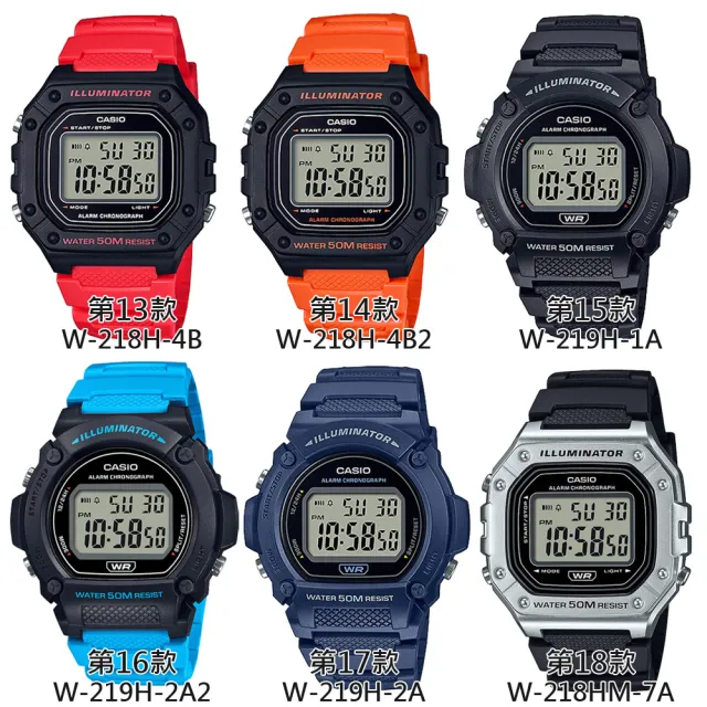 【CASIO 卡西歐】G-SHOCK 運動風格多功能電子錶-23款可選  父親節 送禮(W-219H/W-218H/W-217H系列)