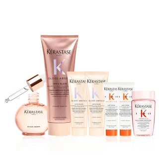 【KERASTASE 巴黎卡詩】釉光香頌玫瑰護髮精油45ml+髮乳250ml(全新上市/小粉球/柔順/抗躁/蓬彈)