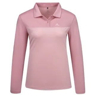 【ATUNAS 歐都納】女款循環長袖排汗POLO衫(A6PS2565WC霧粉/再生環保材/透氣/抗UV防曬/戶外休閒/吸濕排汗)