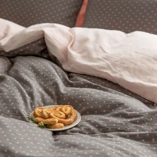 【翔仔居家】長絨棉色織雙層紗 薄被套/被單-櫻染(單人/純棉薄被套/單人被子/純棉被套)