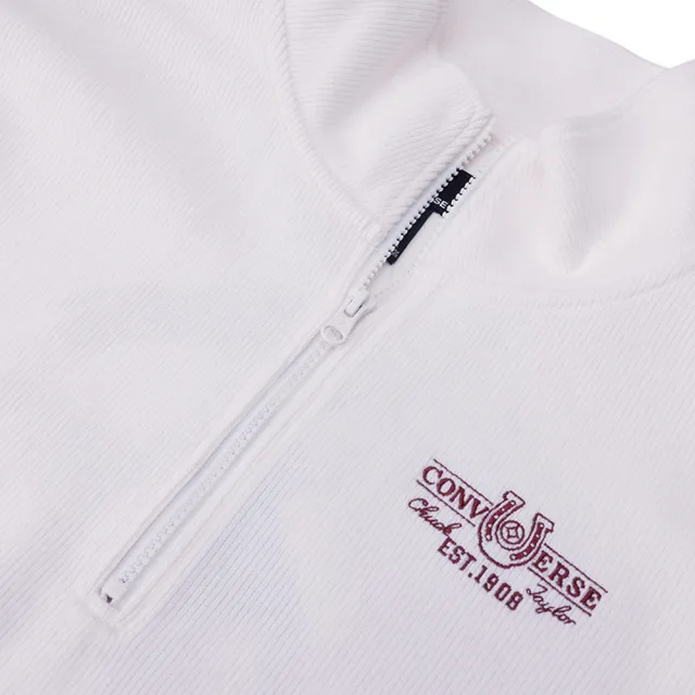 【CONVERSE】長袖 女上衣 服飾 半開襟上衣 YOTH NOVELTY HALF ZIP FLEECE TOP EGRET(UCJ392-W2Y)