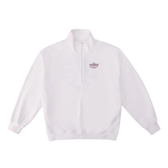 【CONVERSE】長袖 女上衣 服飾 半開襟上衣 YOTH NOVELTY HALF ZIP FLEECE TOP EGRET(UCJ392-W2Y)