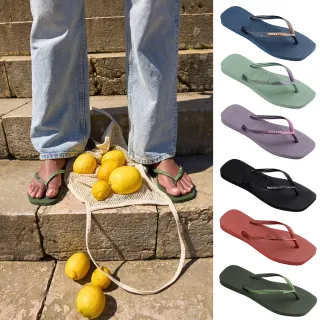 【havaianas 哈瓦仕】拖鞋 女鞋 夾腳拖 方形 漸層 亮粉 Slim Square Glitter 多款任選 4148257/4148102