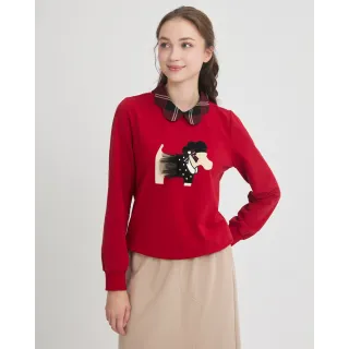 【SCOTTISH HOUSE】皇家女王狗長袖棉T-黑/紅 CJXA1209