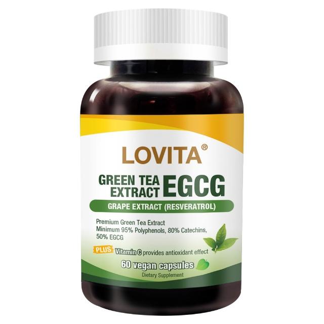 【LOVITA 愛維他】綠茶兒茶素EGCG白藜蘆醇素食膠囊 60顆(兒茶素 綠茶多酚)
