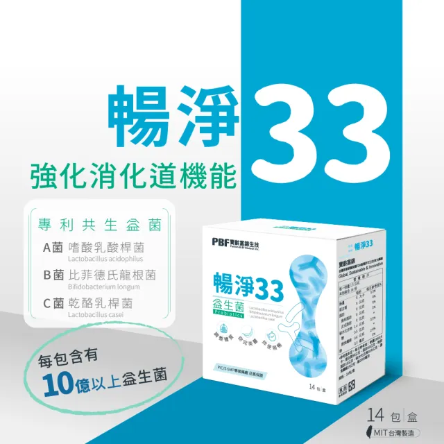【寶齡富錦】暢淨33益生菌 3入組(14包/盒 促進食慾/幫助消化)