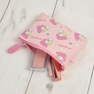 【小禮堂】雙11 Sanrio 三麗鷗 矽膠拉鍊收納包 滿版抱糖果 美樂蒂 酷洛米