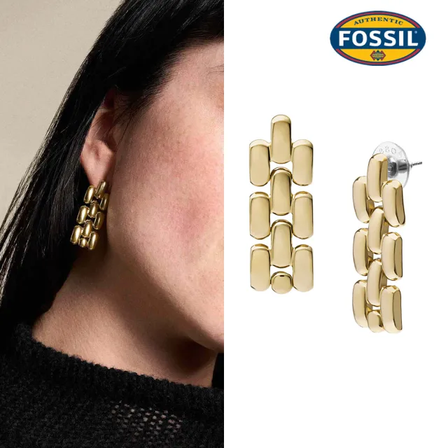【FOSSIL】Arden 不鏽鋼錶帶耳環 JF04786710