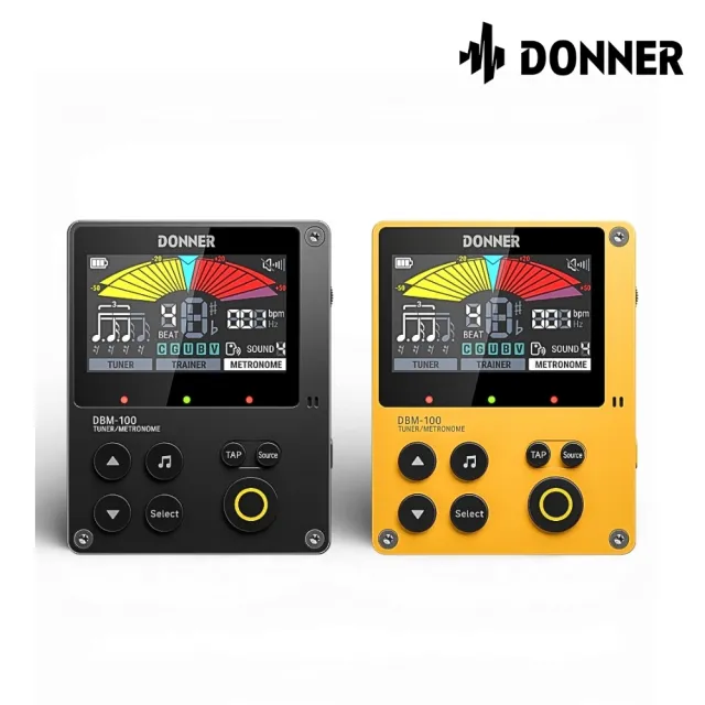 【Donner】DBM-100 二合一調音節拍器 黑黃兩款/極簡不凡(節拍器 調音器 充電式 數位 節奏 彩色螢幕)