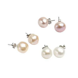 【大東山樑御珊瑚】天然珍珠自然形銀耳針耳環(9-10mm 隨機出貨)