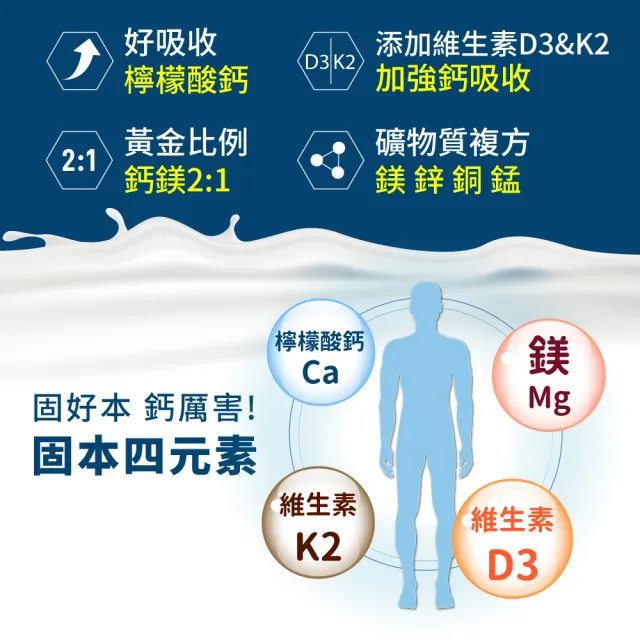【LOVITA 愛維他】檸檬酸鈣固本加強素食錠 2入組(共240錠)