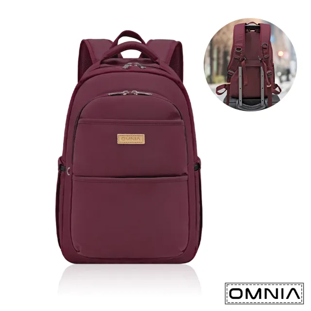 【Omnia】旅途必備大容量防RFID筆電後背包6111(復古紅)