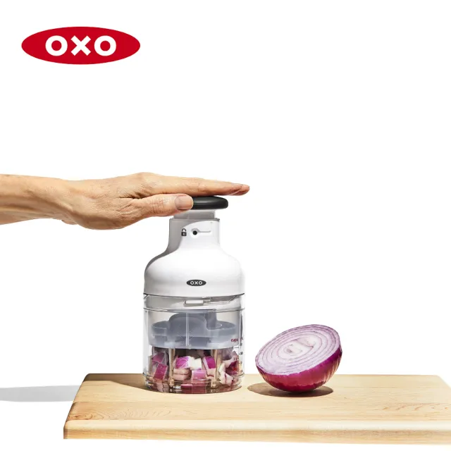 【OXO】好好壓切碎器(輕鬆切碎 適用蒜頭 洋蔥 堅果 等各式食材)