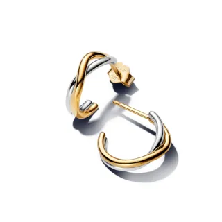 【Pandora 官方直營】自然流線雙色交織耳環