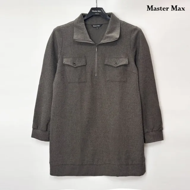 【Master Max】襯衫領拉鍊長袖長版上衣(8327168)
