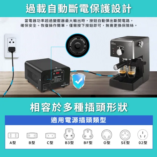 變壓器 110v轉220V電源轉換器 電壓轉接頭 電器變壓器 萬用轉接插座 AT58-F(電壓切換 800W)
