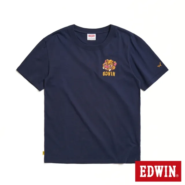 【EDWIN】男裝 白沙屯繡花虎爺短袖T恤(丈青色)