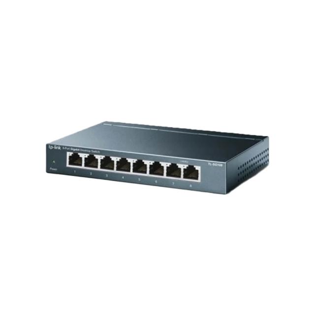 【TP-Link】8埠 Gigabit 桌上型 10/100/1000Mbps 專業級乙太網路交換器 隨插即用 鋼殼(TL-SG108)