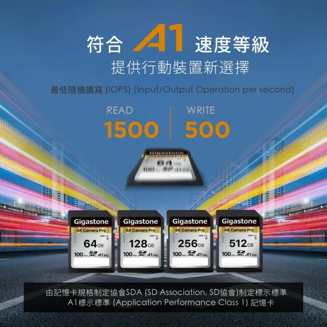 【GIGASTONE 立達】SDXC SD UHS-I U3 A1V30 4K 64GB高速記憶卡(64G 單眼相機/攝錄影機專用記憶卡)