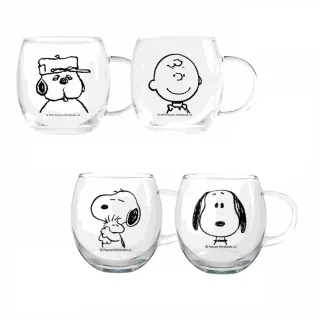 【CorelleBrands 康寧餐具】SNOOPY 黑白復刻耐熱玻璃杯(史奴比/歐拉夫/查理布朗)