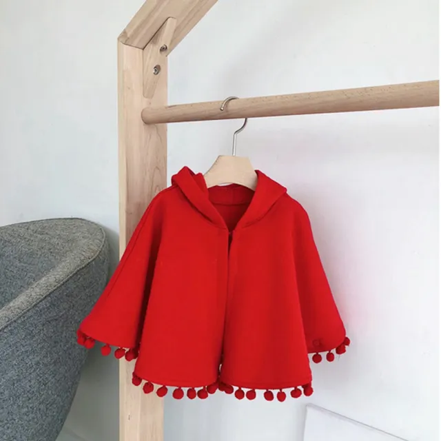 【Kori Deer 可莉鹿】女嬰配件組 - 小紅帽斗篷+寶寶襪(嬰兒童造型保暖連帽披肩披風聖誕禮物新年春節)
