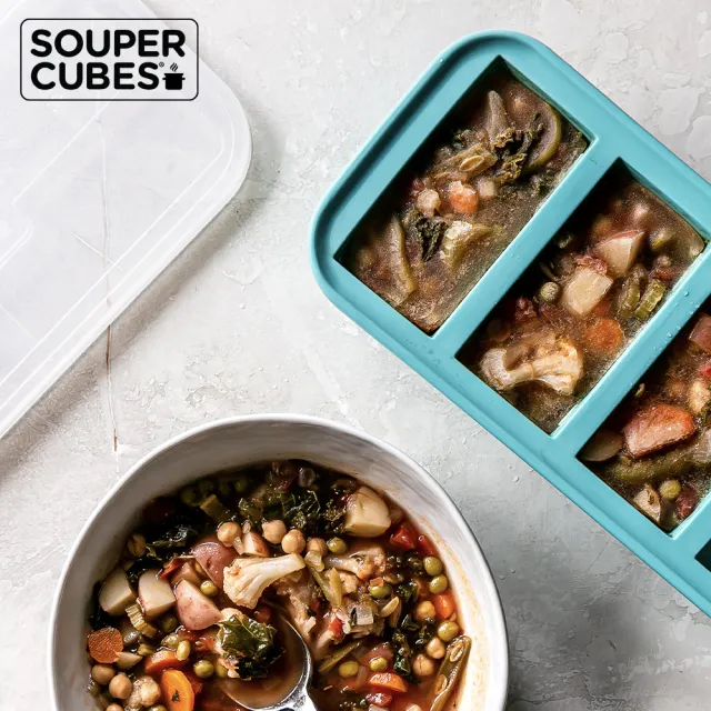 【Souper Cubes】多功能食品級矽膠保鮮盒-4格250ML/格-多色可選(副食品分裝盒/製冰盒/嬰兒副食品)