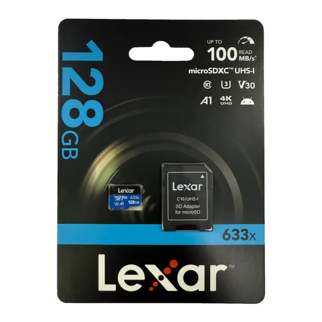 【Lexar 雷克沙】128GB microSDXC UHS-I A1 U3 V30 633x 記憶卡