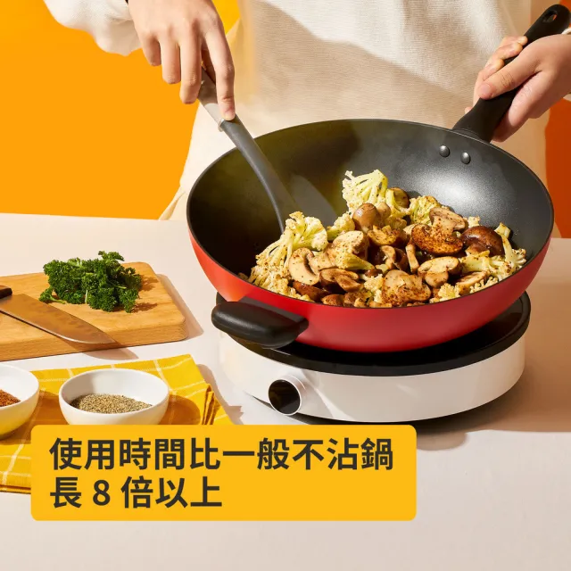 【MEYER 美亞】陶瓷不沾鍋 炒鍋28CM - 革新紅系列(IH/電磁爐適用)