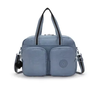 【KIPLING官方旗艦館】岩石藍多袋收納手提斜背兩用包-DEFEA XL