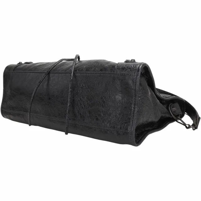 【Balenciaga 巴黎世家】Le City Arena Storico M 揉製羊皮手提 斜背機車包-黑色(機車包 手提包 兩用包)