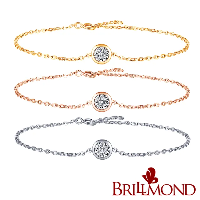【BRILLMOND】18K金 天然鑽石手鍊 經典閃耀三色選(預購)