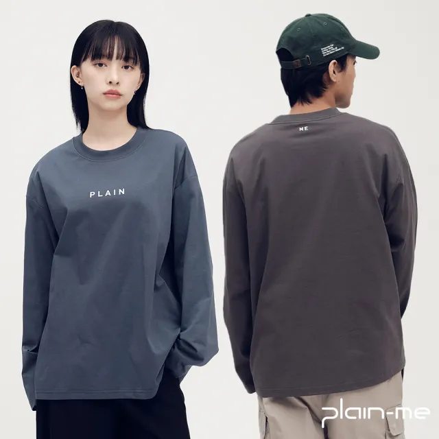 【plain-me】長袖 長TEE 上衣 大學T 素Tee PLAIN LOGO_PLN0140
