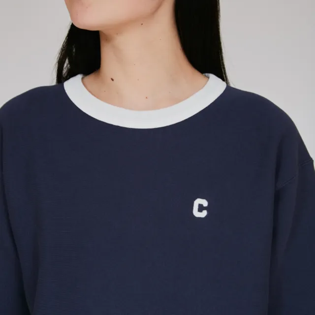 【Champion】官方直營 女款-CASUAL 寬版小C刺繡拼接長袖洋裝-2色 (CW-C005 日規)