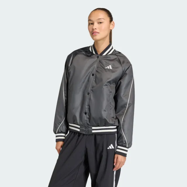 【adidas 愛迪達】外套 女 運動立領外套 夾克 保暖 W STADIUM INS J 黑 JZ6919(S3283)