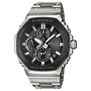 【CASIO 卡西歐】G-SHOCK 全金屬 太陽能藍芽 黑錶圈 三眼計時錶 送禮 禮物 推薦 GMC-B2100BT-1A