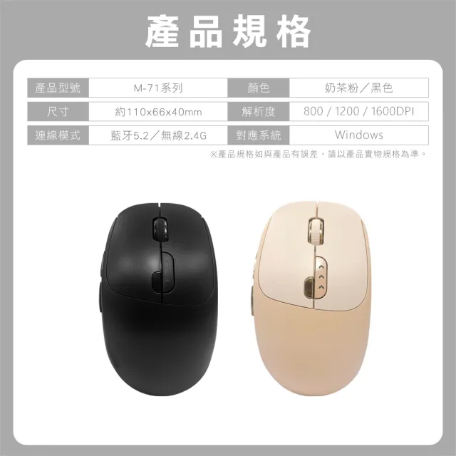 【i-gota】無線靜音藍牙滑鼠 精英雙模Type-C充電 無線滑鼠 靜音滑鼠