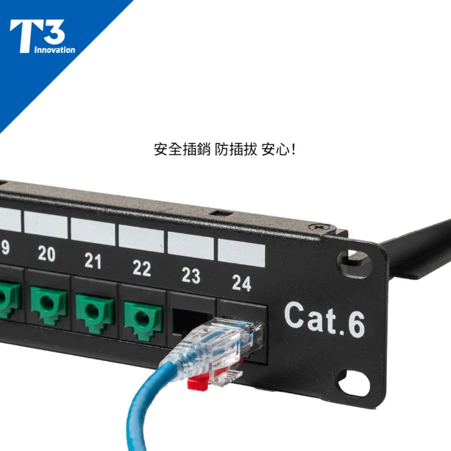 (美國T3) 網路線 30cm 防插拔  28AWG 極細超高速 CAT6 U/UTP(網路線 CAT6 UTP)