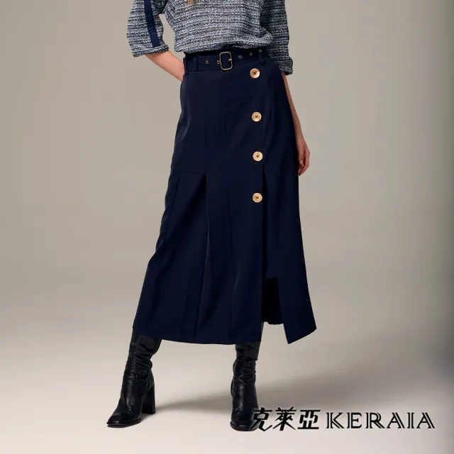 【KERAIA 克萊亞】深海藍鑽都會造型開岔長裙
